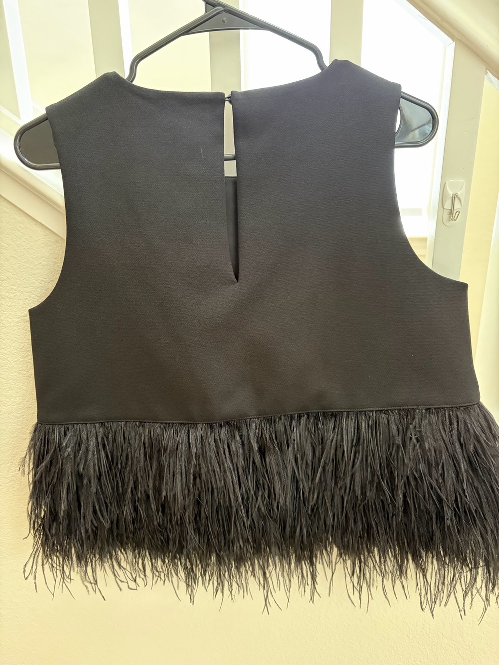 kate spade Black Sleeveless Crewneck Top with Feather Trim - Picture 11 of 11